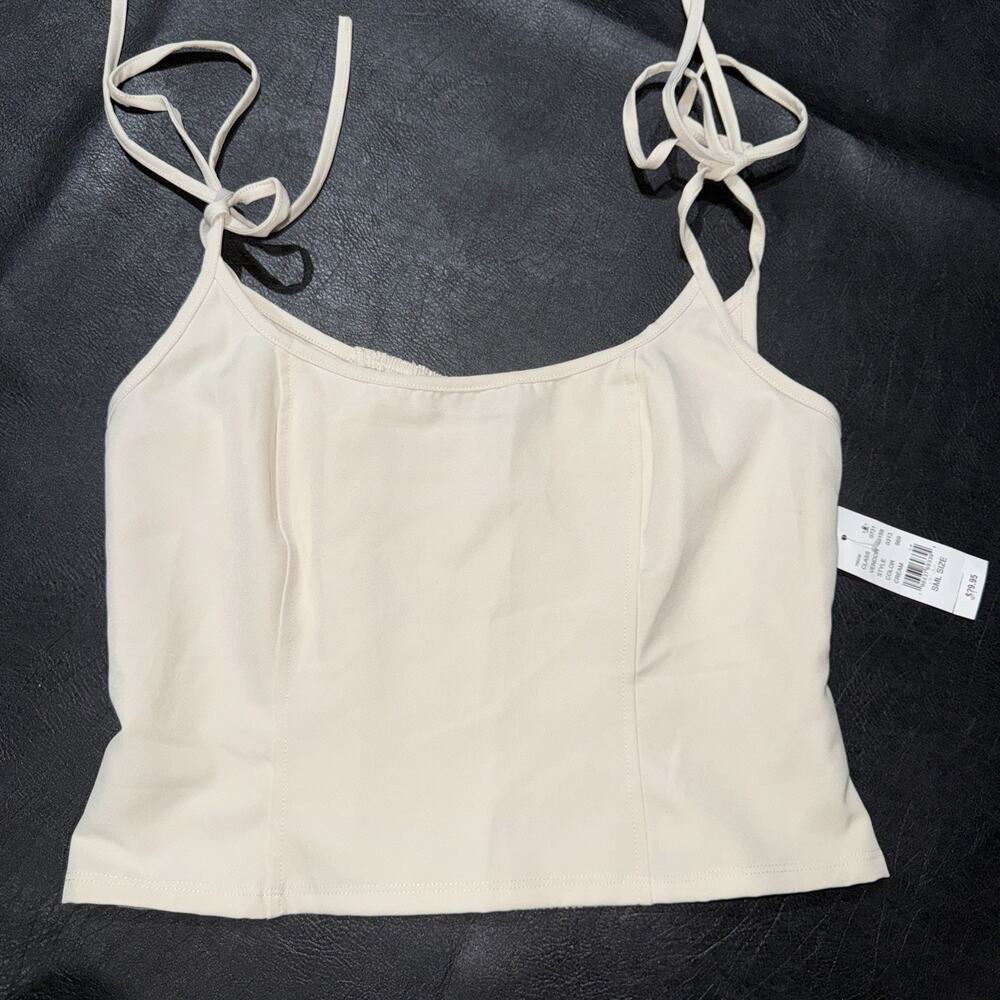 NWT Pacsun Kendall & Kylie XS Crop Top Tank Top Nude Beige Tie Straps